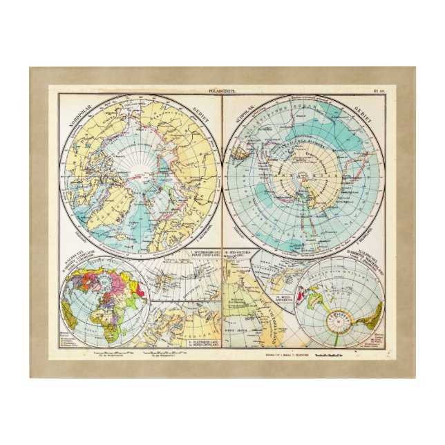 German-Language Polar Map Acrylic Print (Front)