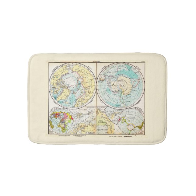 German-Language Polar Map Bathroom Mat (Front)