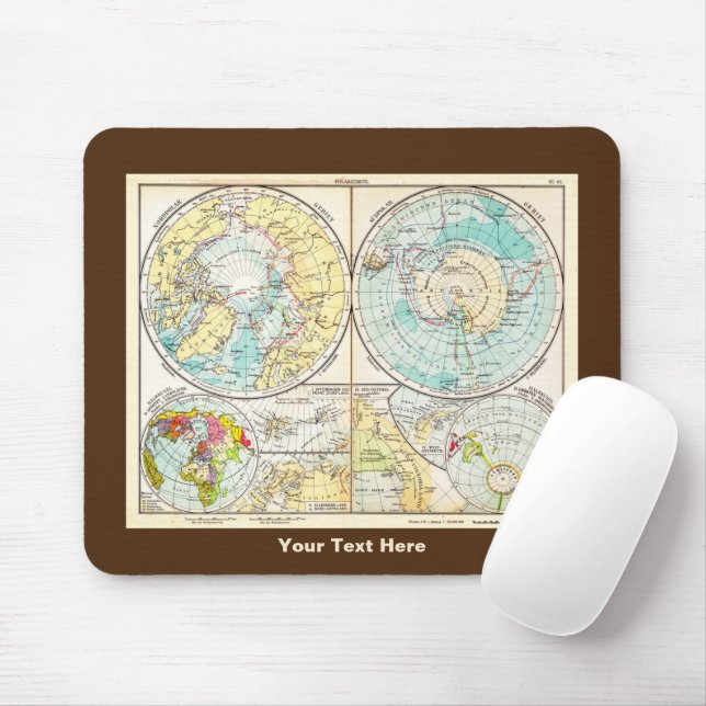 German-Language Polar Map Mouse Pad (With Mouse)