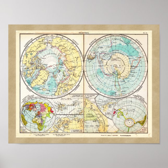 German-Language Polar Map Poster (Front)