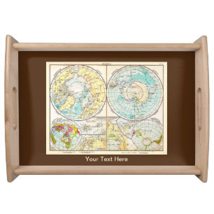 German-Language Polar Map Serving Tray