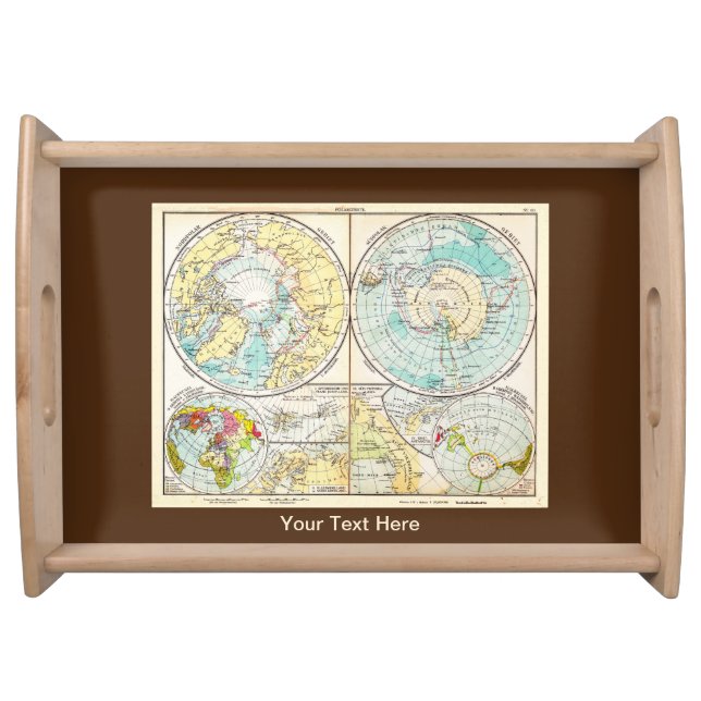 German-Language Polar Map Serving Tray (Front)