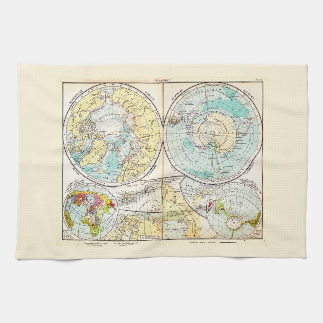 German-Language Polar Map Towel (Horizontal)