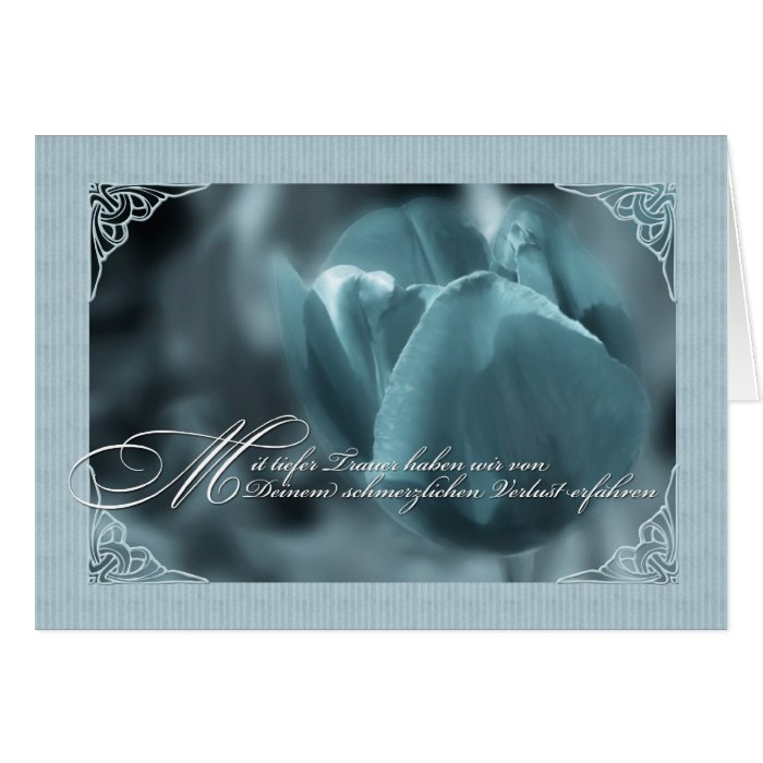 German Language Sympathy Card Blue Tulip