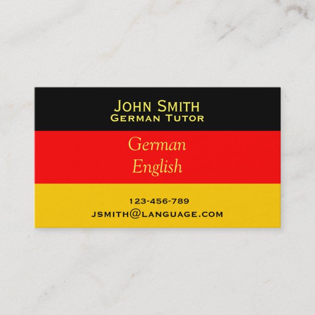German language tutor German Teacher Business Card (Front)