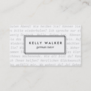 German language typography business card