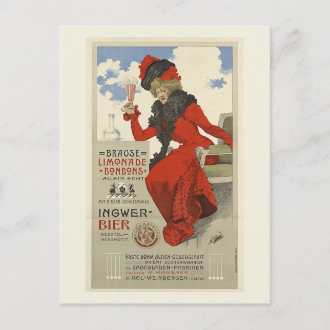 German Lemonade Bon Bons Vintage Style Postcard (Front)