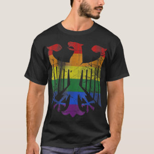 German LGBT T-Shirt Gay Lesbian Pride Flag Eagle