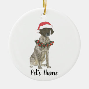 German Liver Shorthaired Pointer Christmas Ceramic Ornament