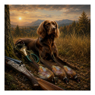 German Longhaired Pointer Hunting Companion Poster