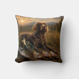 German Longhaired Pointer Hunting Companion Throw Pillow