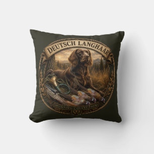 German Longhaired Pointer Hunting Companion Throw Pillow