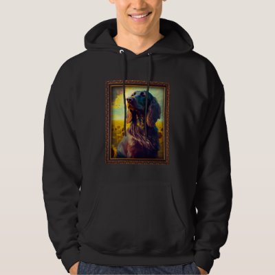 German Longhaired Pointer Painting Sunflower Flowe Hoodie
