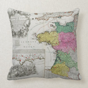 German Map showing English naval attacks on French Throw Pillow