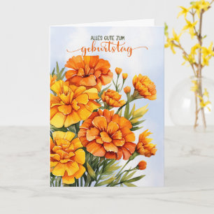 German Marigolds October Birthday Geburtstag  Card