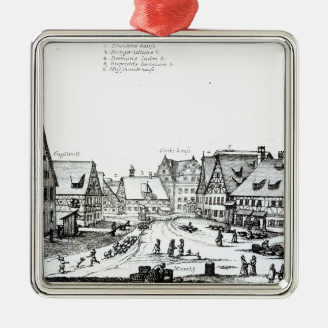 German Market town, 1704 Metal Ornament (Front)