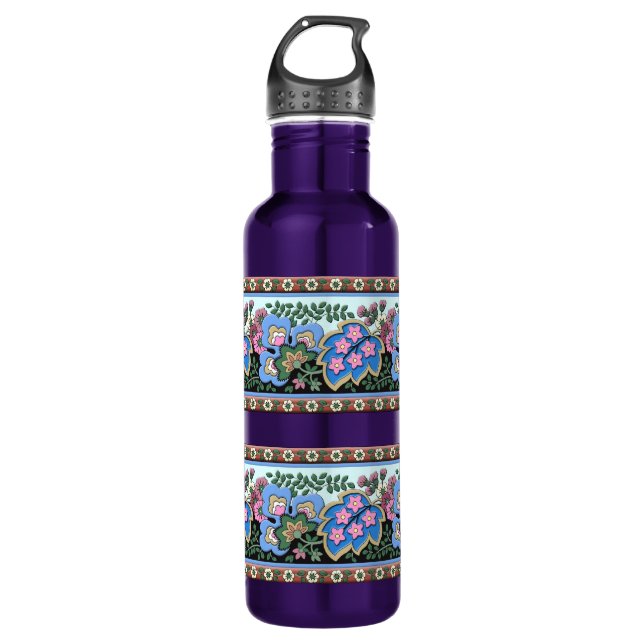 German medieval floral ornament stainless steel water bottle (Front)