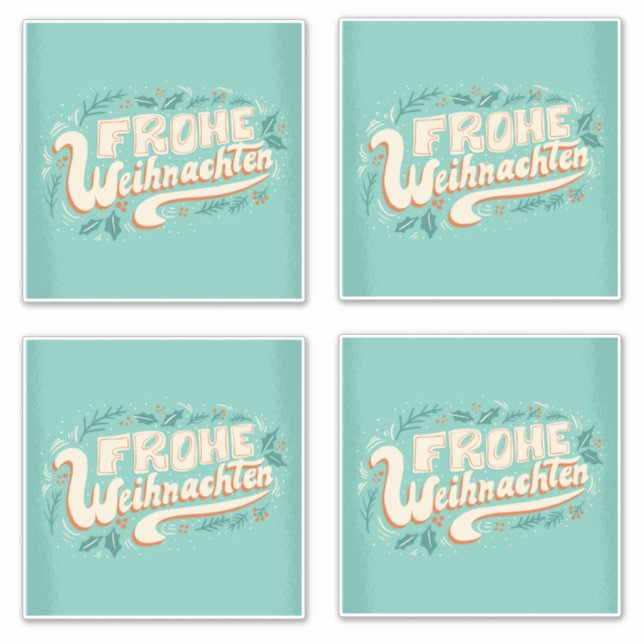 GERMAN MERRY CHRISTMAS LETTERING FROHE WEIHNACHTEN STICKER (Front)