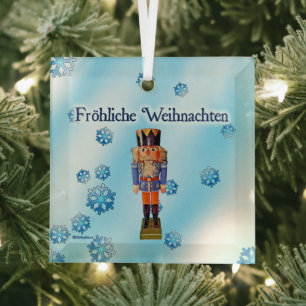 German Nutcracker - Fröhliche Weihnachten Glass Ornament