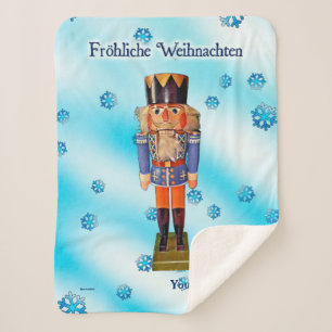 German Nutcracker - Fröhliche Weihnachten Sherpa Blanket