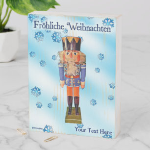 German Nutcracker - Fröhliche Weihnachten Wooden Box Sign
