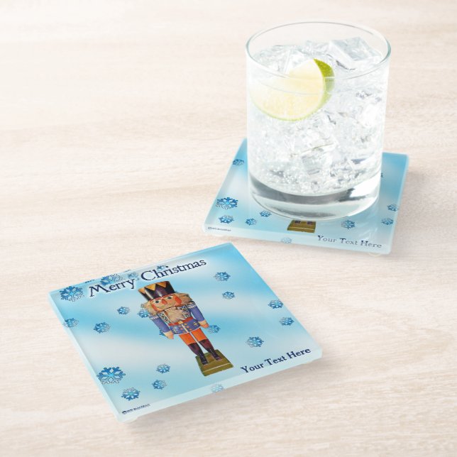 German Nutcracker - Merry Christmas Glass Coaster (Angled)