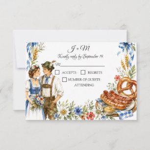 German Oktoberfest Bavarian Wedding RSVP Card