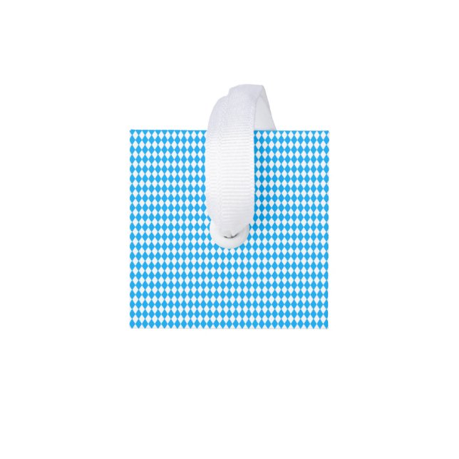 German Oktoberfest Blue White Bavarian Pattern Cube Ornament (Top (Ribbon))