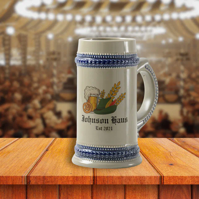 German Oktoberfest, Custom Family Name Beer Stein
