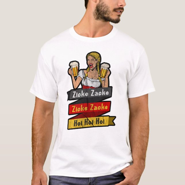 German Oktoberfest Zicke Zacke Zicke Zacke Hoi Hoi T-Shirt (Front)