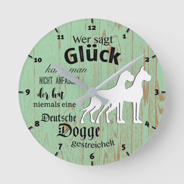 German only: Romantic Great Danes Round Clock (Front)