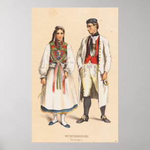 German Peasant Costumes - Wurtemberg Betzinger Poster