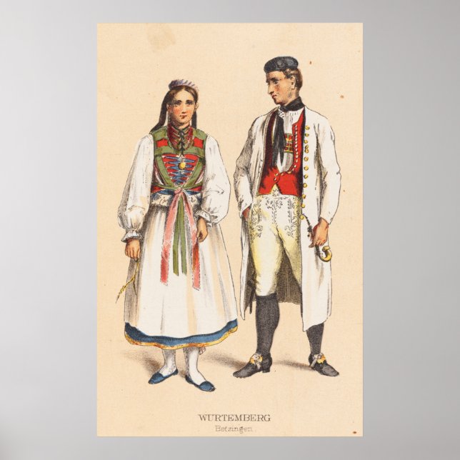 German Peasant Costumes - Wurtemberg Betzinger Poster (Front)
