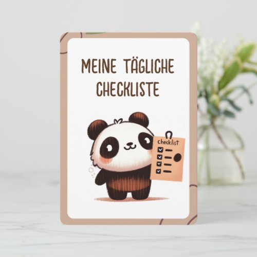 german personalized petite Panda daily check list