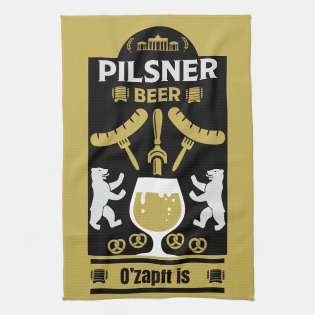 German Pilsner Beer Drinkers Kitchen Towel (Vertical)