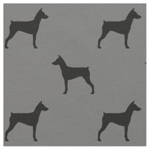 German Pinscher Dog Breed Silhouettes Patterned Fabric
