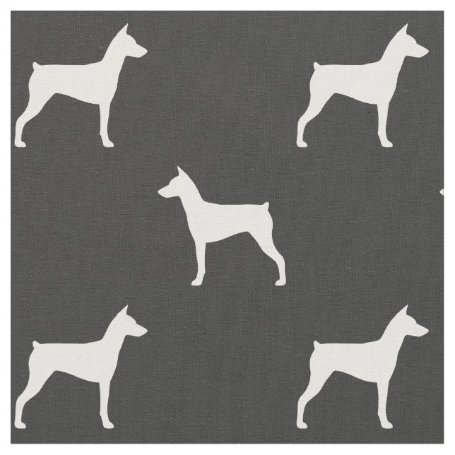 German Pinscher Dog Breed Silhouettes Patterned Fabric (Close Up)