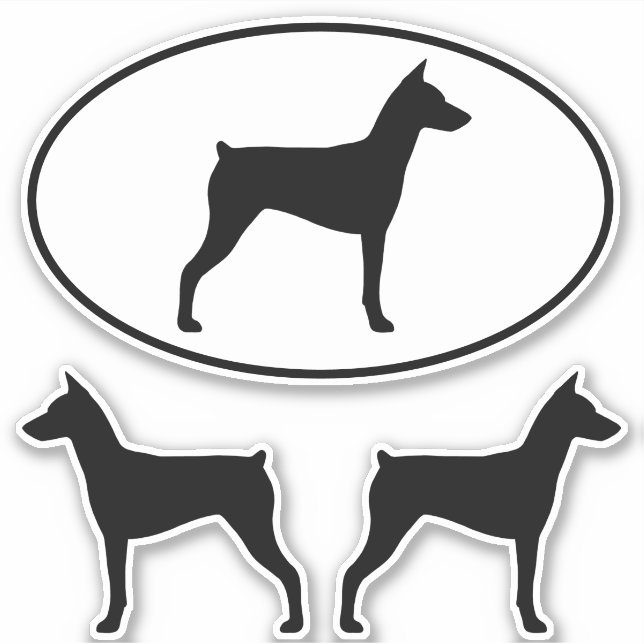 German Pinscher Dog Breed Silhouettes Sticker Set (Front)