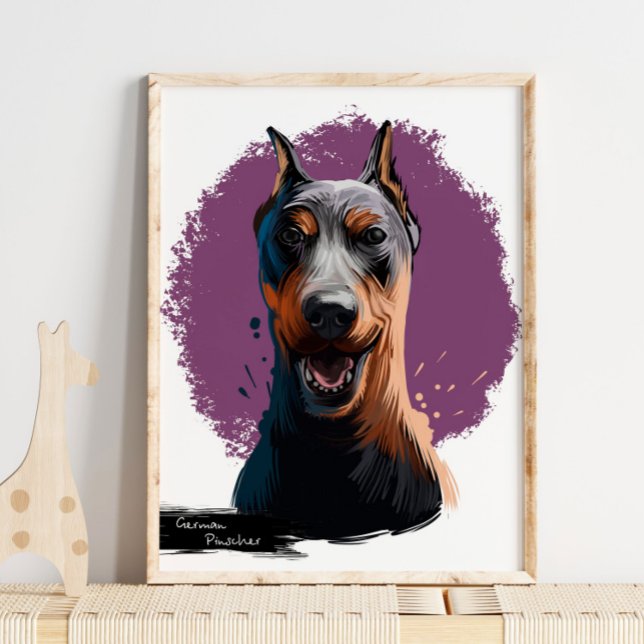 German Pinscher Dog Portrait | Dog Portrait Wall P Poster (Creator Uploaded)