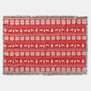 German Pinscher Dog Silhouettes Christmas Holiday Throw Blanket