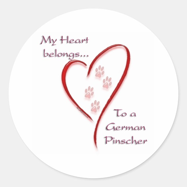 German Pinscher Heart Belongs Classic Round Sticker (Front)