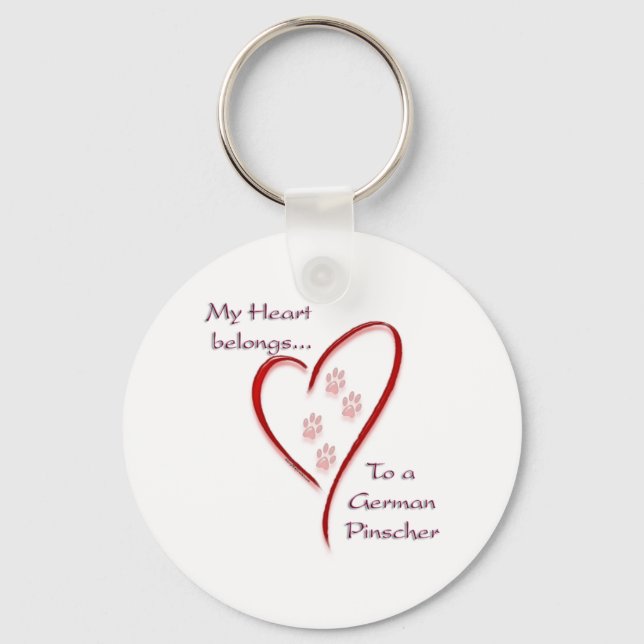 German Pinscher Heart Belongs Keychain (Front)