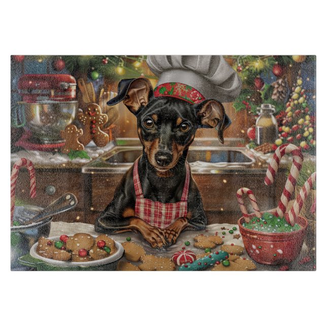 German Pinscher Holiday Baking: Festive Christmas Cutting Board (Front)