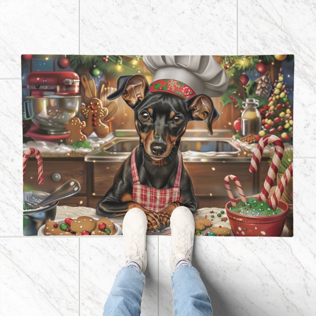 German Pinscher Holiday Baking: Festive Christmas Doormat (Indoor)