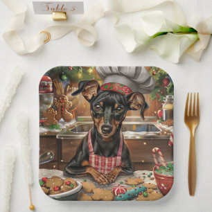 German Pinscher Holiday Baking: Festive Christmas Paper Plates