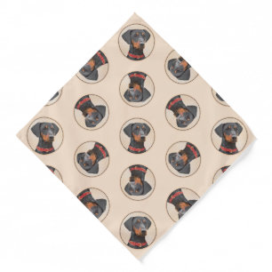 German Pinscher Painting Black Original Dog Art Bandana