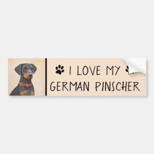 German Pinscher Painting Original Animal Art Bumper Sticker