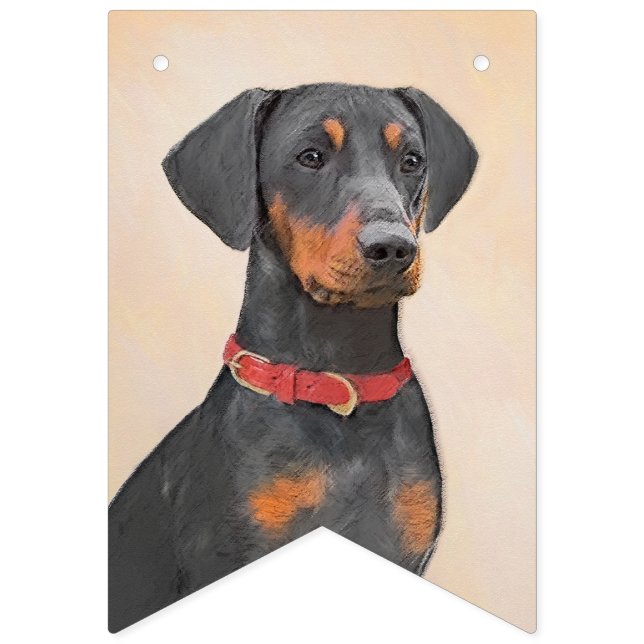 German Pinscher Painting Original Animal Art Bunting Flags (First Flag)
