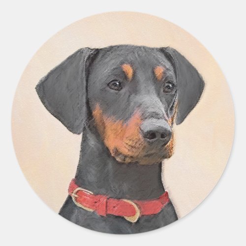 German Pinscher Painting Original Animal Art Classic Round Sticker