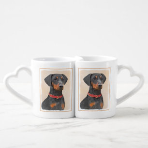 German Pinscher Painting Original Animal Art Coffee Mug Set